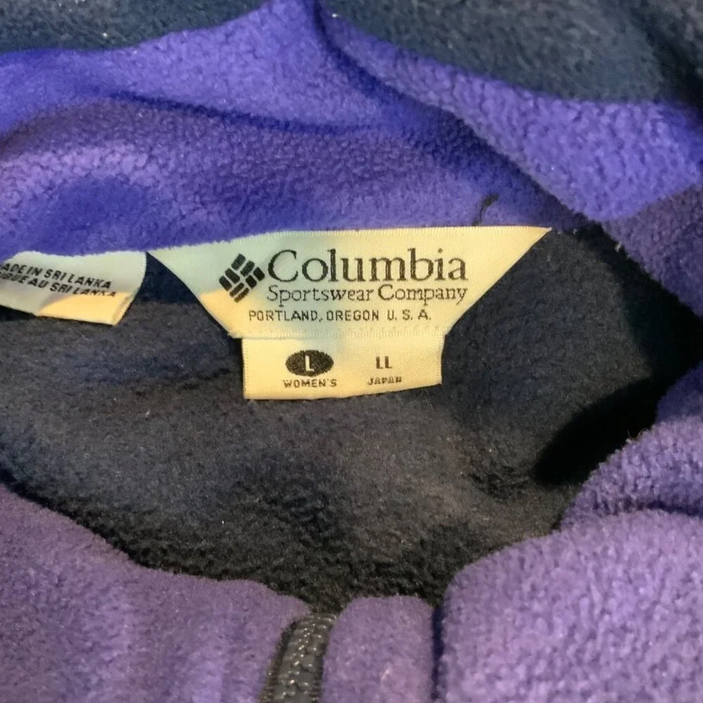 Columbia Vintage Dark Blue Zip-Up Fleece Jacket Waist Cinch,  Size L